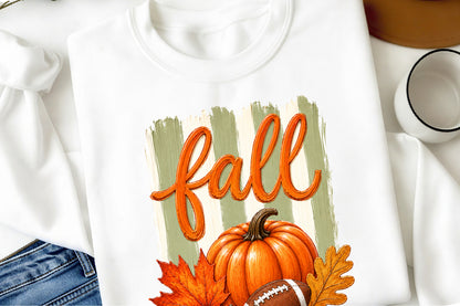 Fall Pumpkin PNG Football Autumn Thanksgiving Sublimation Design