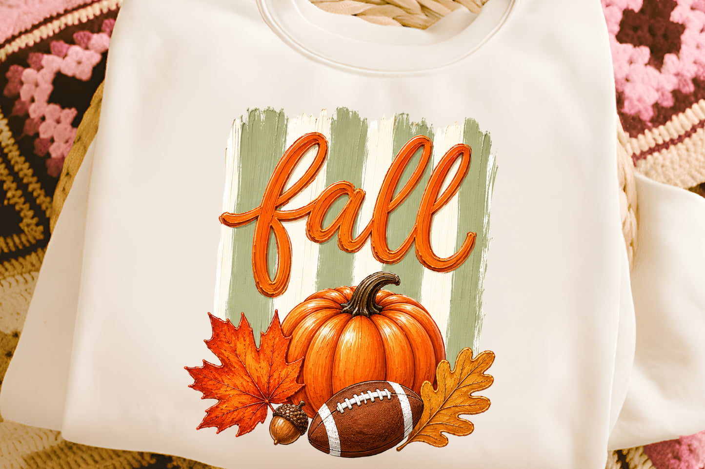 Fall Pumpkin PNG Football Autumn Thanksgiving Sublimation Design