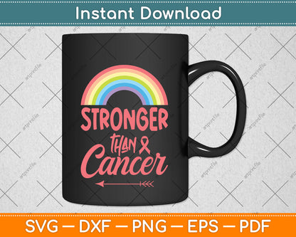 Stronger Than Cancer Rainbow Pediatric Cancer Svg Png Dxf Digital Cutting File