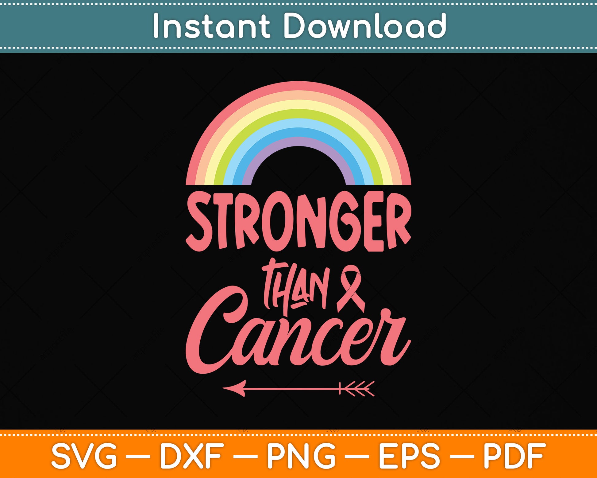 Stronger Than Cancer Rainbow Pediatric Cancer Svg Png Dxf Digital Cutting File