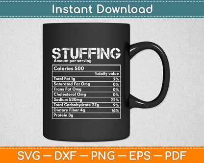 Stuffing Nutrition Facts Food Matching Family Thanksgiving Svg Digital Cutting File