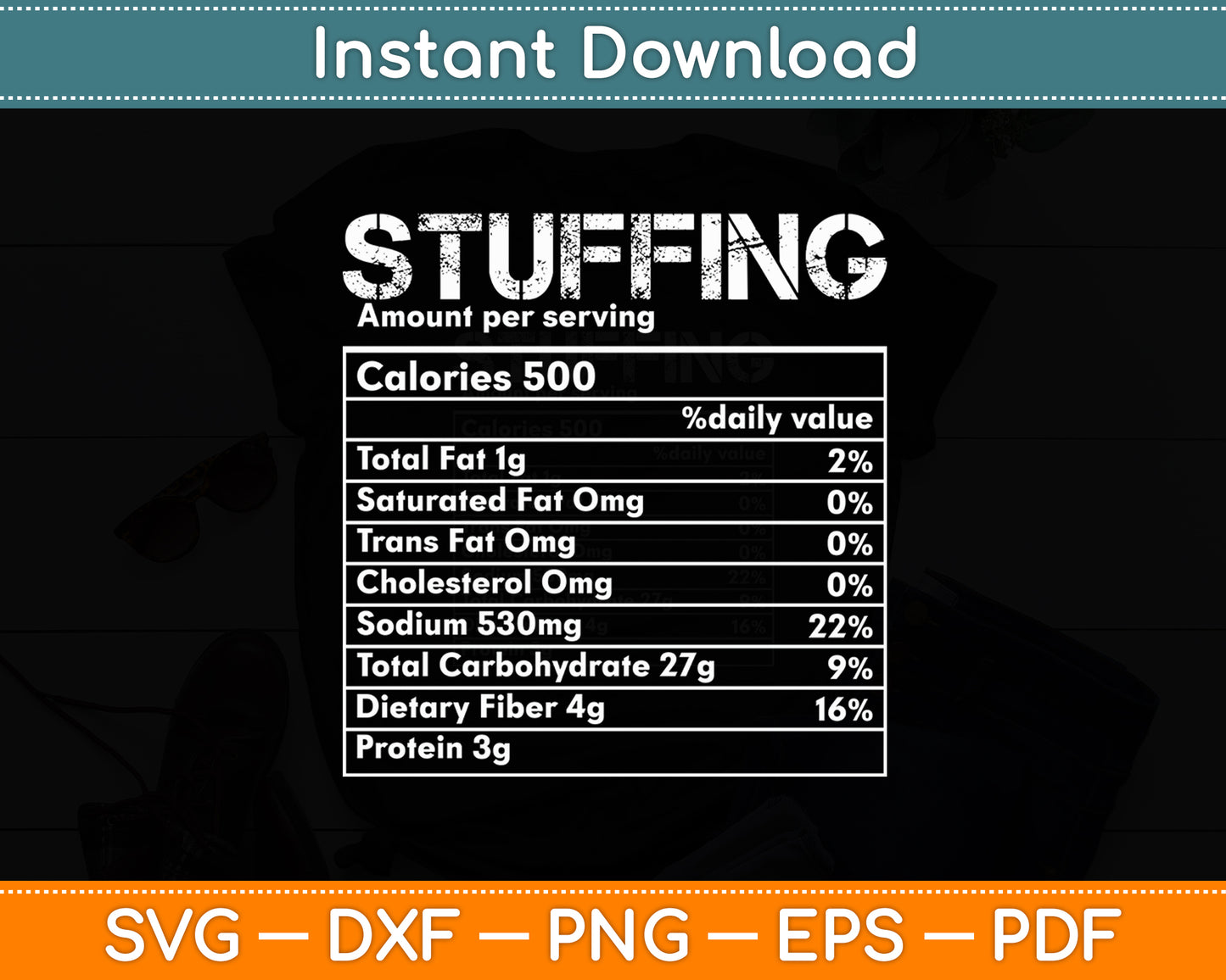 Stuffing Nutrition Facts Food Matching Family Thanksgiving Svg Digital Cutting File