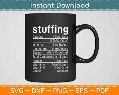 Stuffing Nutrition Facts Thanksgiving Nutrition Facts Svg Digital Cutting File