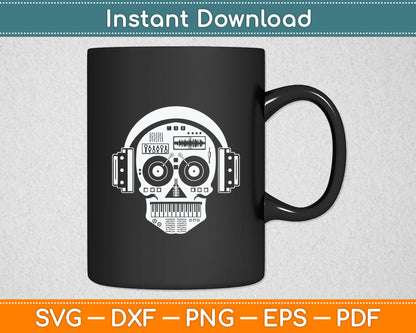 Sugarskull DJ Table Disc Jockey Headphones Svg Digital Cutting File