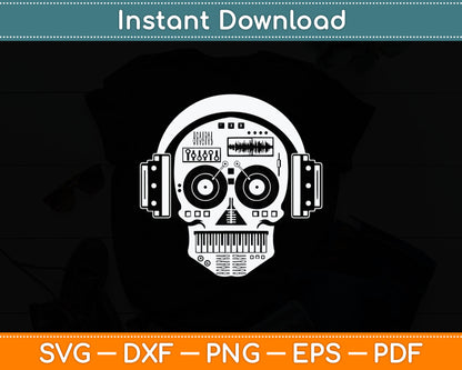 Sugarskull DJ Table Disc Jockey Headphones Svg Digital Cutting File