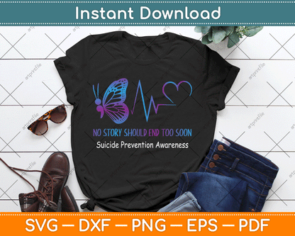Suicide Prevention Awareness Semicolon Butterfly Heartbeat SVG Digital Cutting File