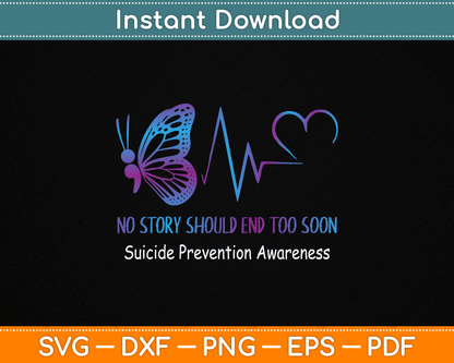 Suicide Prevention Awareness Semicolon Butterfly Heartbeat SVG Digital Cutting File