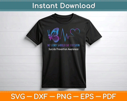 Suicide Prevention Awareness Semicolon Butterfly Heartbeat SVG Digital Cutting File