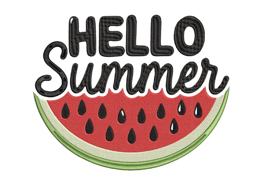 Hello Summer Watermelon Embroidery