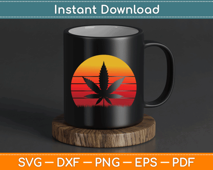 Sun Vintage Marijuana Weed Cannabis Leaf Retro Doobies Cool SVG Digital Cutting File
