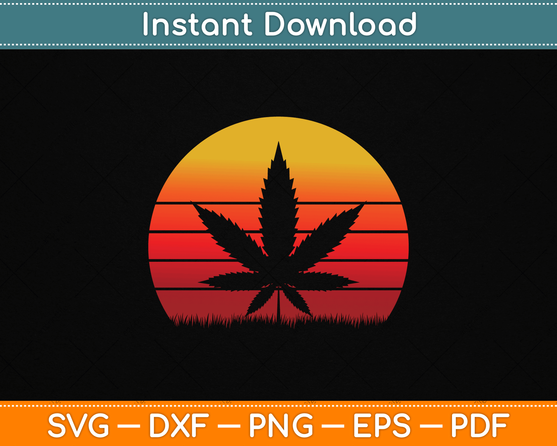 Sun Vintage Marijuana Weed Cannabis Leaf Retro Doobies Cool SVG Digital Cutting File