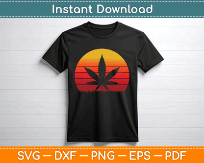 Sun Vintage Marijuana Weed Cannabis Leaf Retro Doobies Cool SVG Digital Cutting File