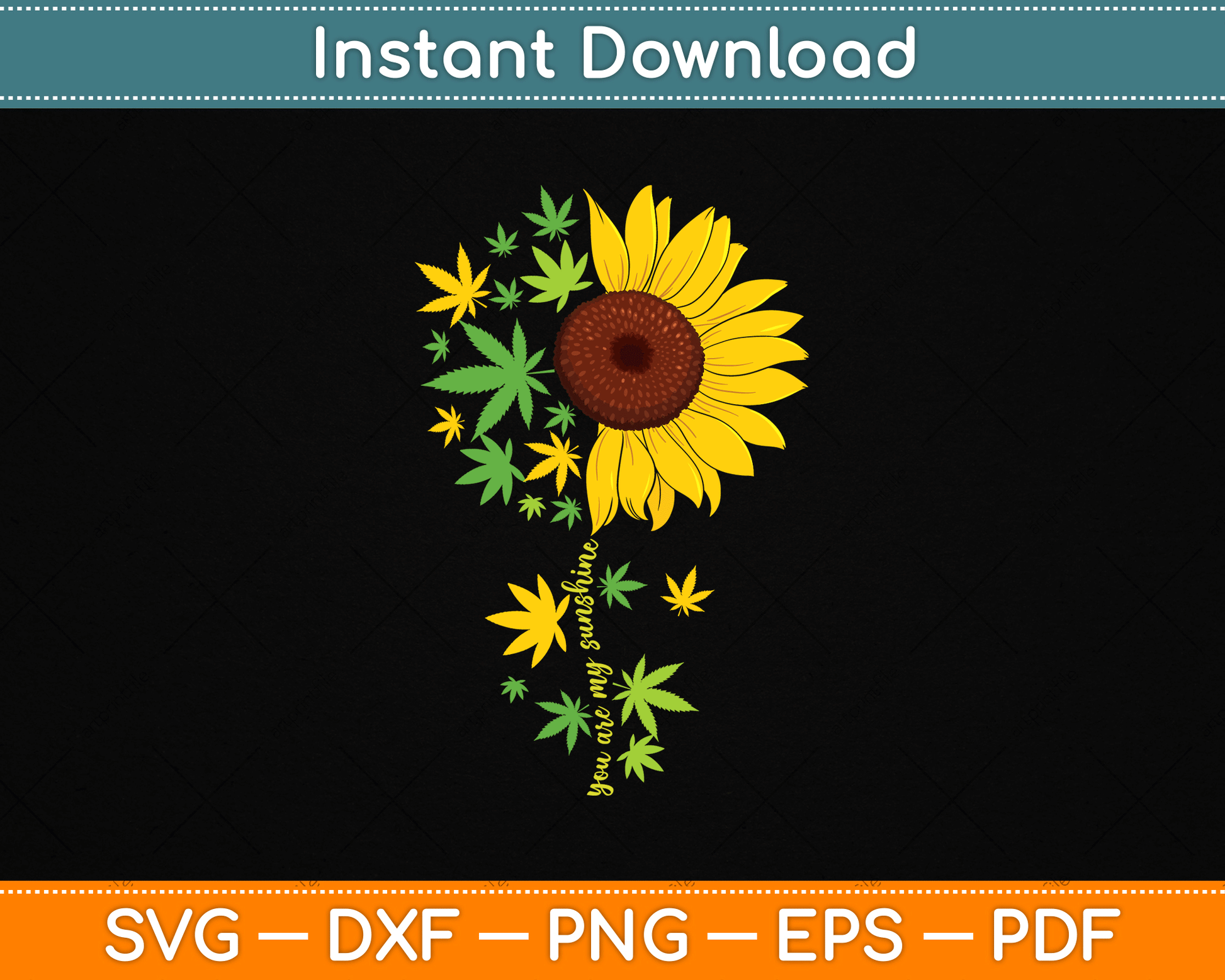 Sunflower Weed Leaf Marijuana Cannabis SVG PNG Digital Cutting File