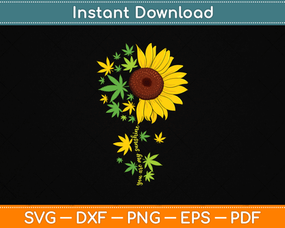 Sunflower Weed Leaf Marijuana Cannabis SVG PNG Digital Cutting File
