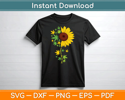 Sunflower Weed Leaf Marijuana Cannabis SVG PNG Digital Cutting File