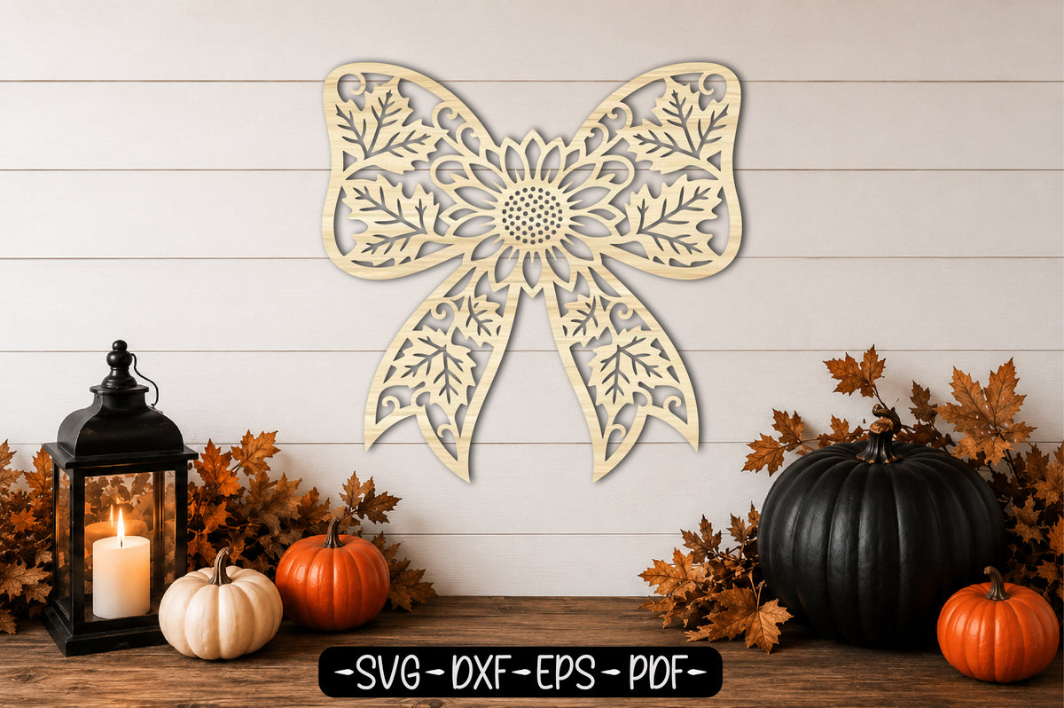 Sunflower Coquette Bow Laser Cut SVG | Fall Autumn Decor