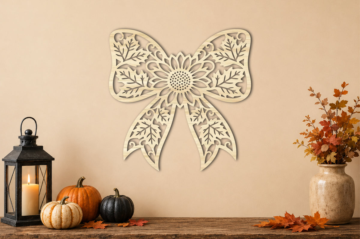 Sunflower Coquette Bow Laser Cut SVG | Fall Autumn Decor