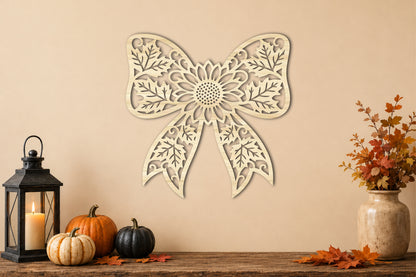Sunflower Coquette Bow Laser Cut SVG | Fall Autumn Decor