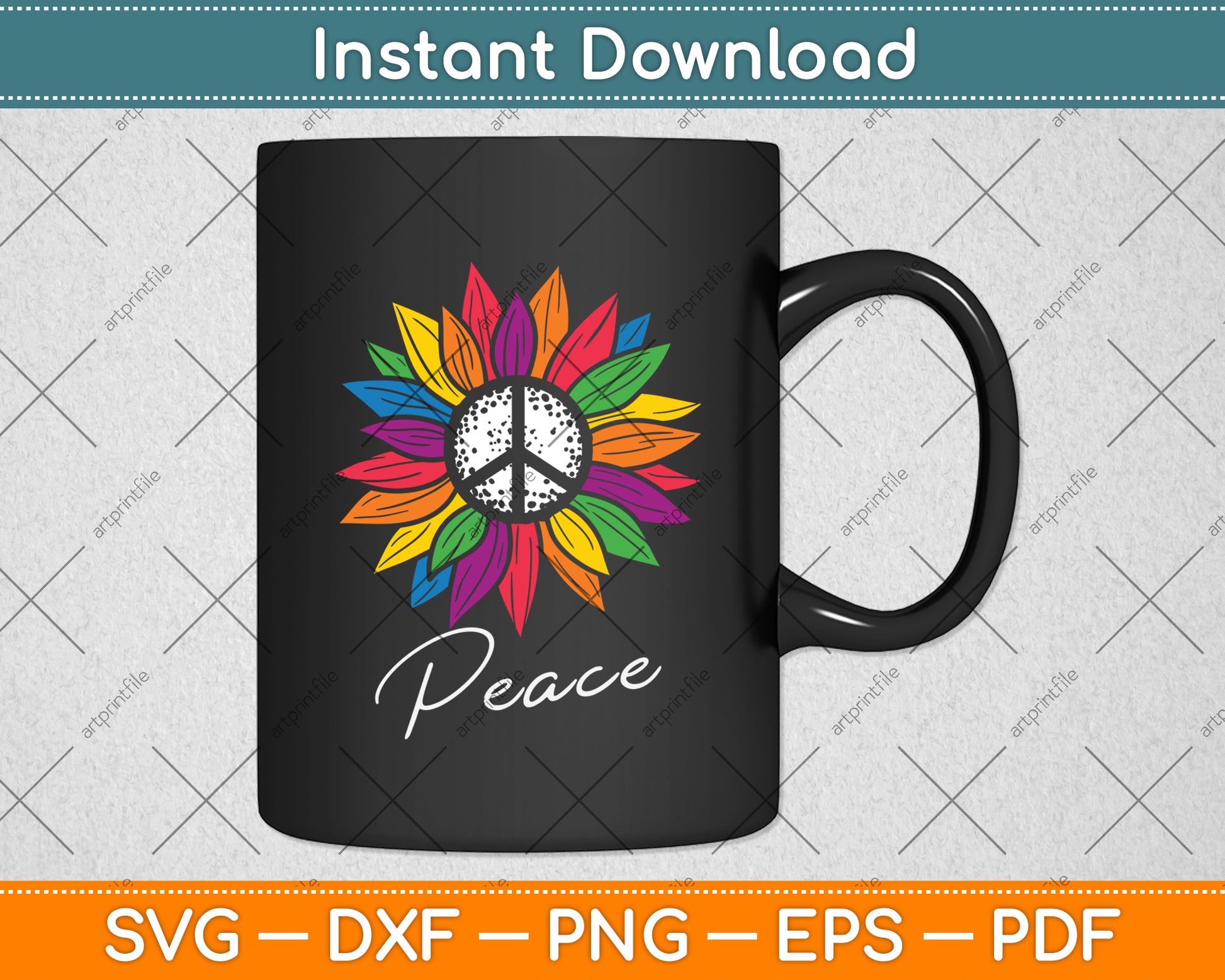 Sunflower Peace Sign Svg Png Dxf Digital Cutting File