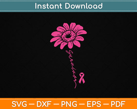 Sunflower pink ribbon breast cancer survivor SVG design for awareness and support