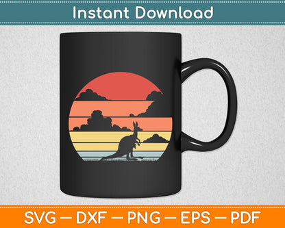 Sunset Kangaroo Zookeeper 60s Safari Animal Lover Svg Png Dxf Digital Cutting File