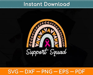 Support Squad Breast Cancer Awareness Svg Png Dxf Digital Cutting File