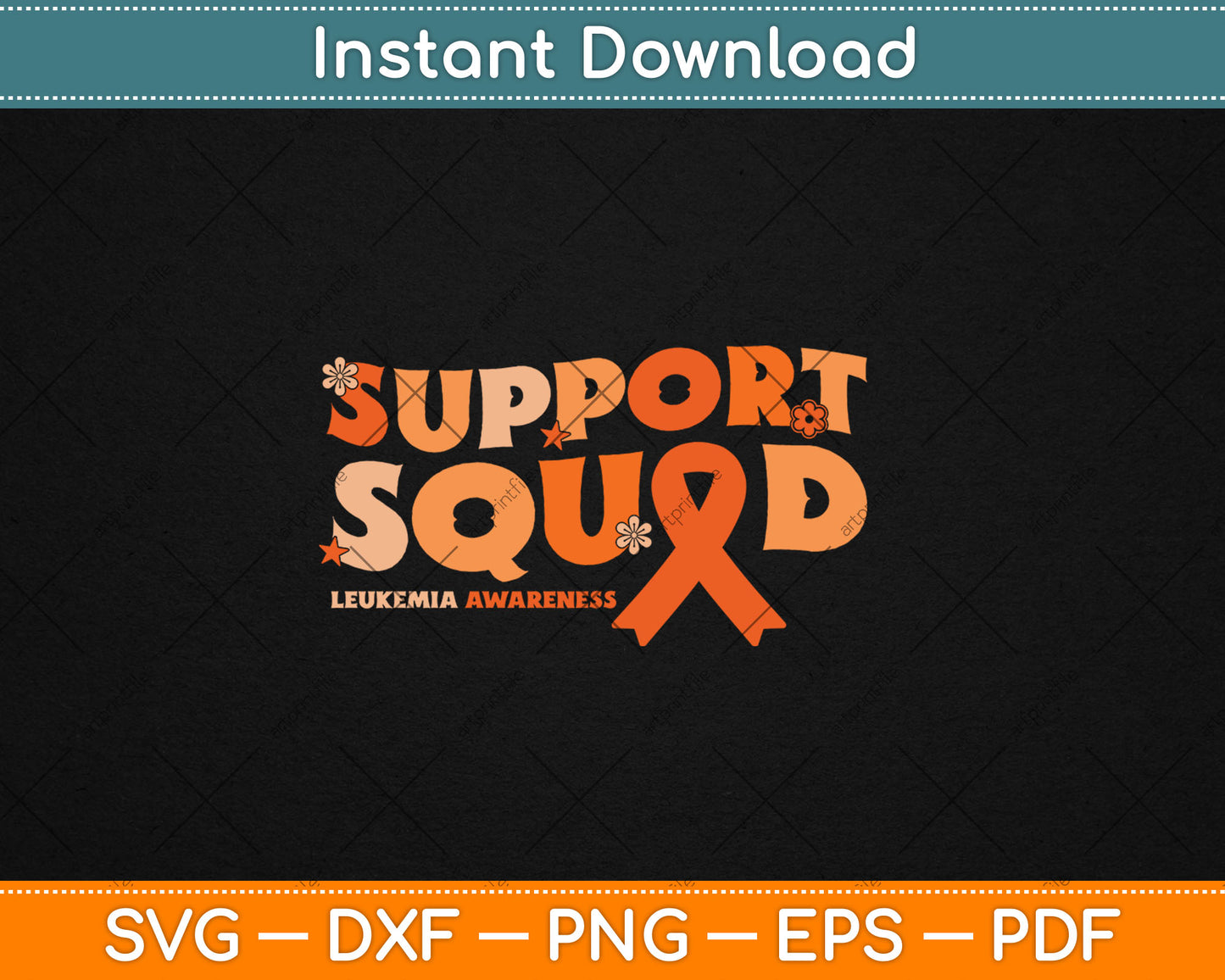 Support Squad Orange Ribbon Leukemia Blood Cancer Awareness Svg Digital Cutting File