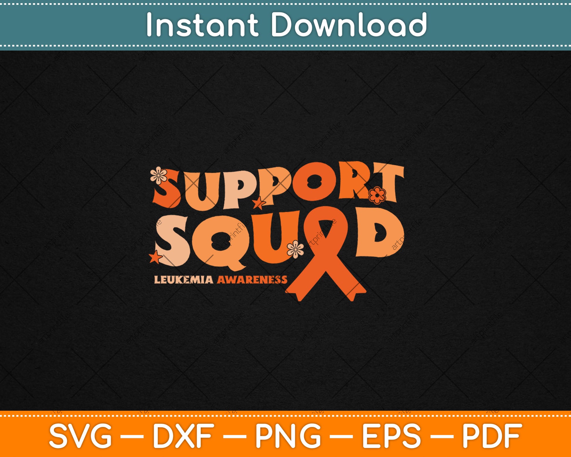 Support Squad Orange Ribbon Leukemia Blood Cancer Awareness Svg Digital Cutting File