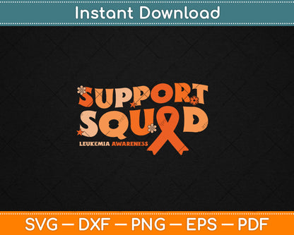 Support Squad Orange Ribbon Leukemia Blood Cancer Awareness Svg Digital Cutting File