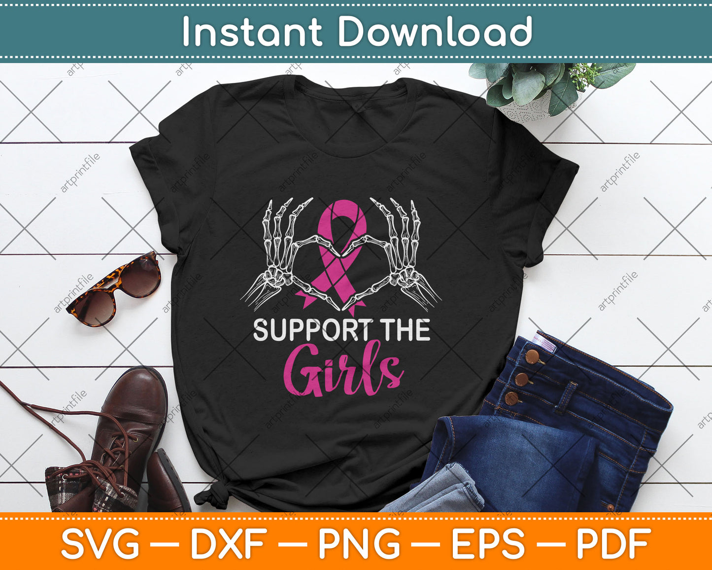 Support The Girls Breast Cancer Awareness Svg Digital Cutting File