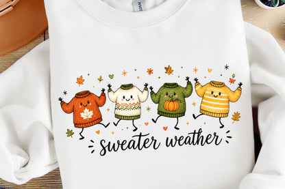 Sweater Weather Autumn PNG Cozy Fall Sweater Sublimation Design