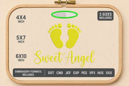 Sweet Angel Baby Feet Embroidery