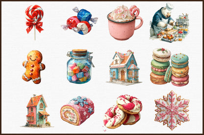 Sweet Christmas Clipart Bundle PNG, Cute Holiday PNG