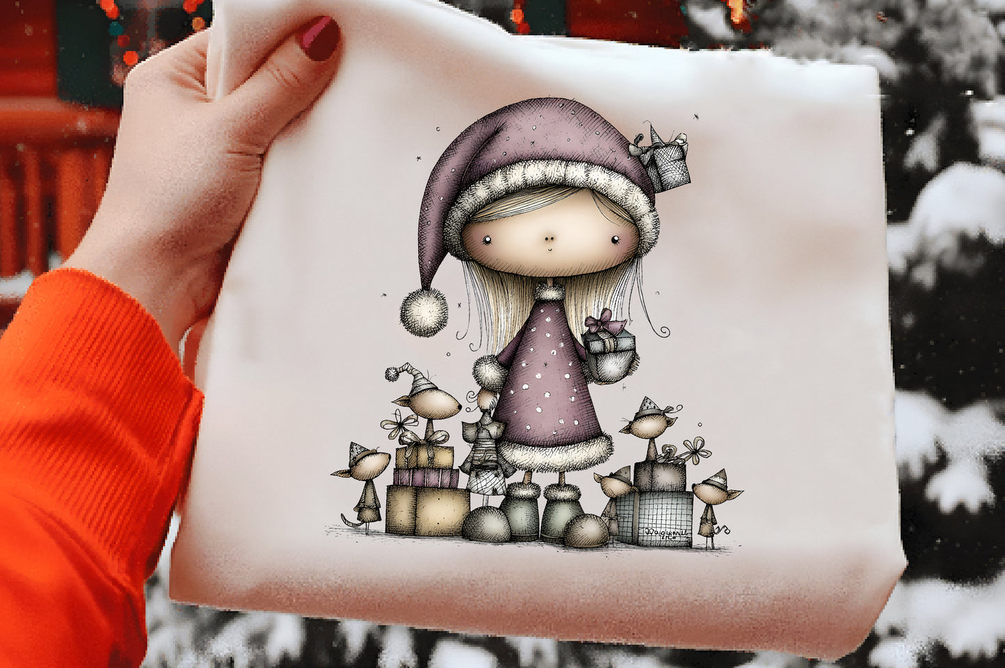 Sweet Cute Christmas Mrs. Santa Claus PNG Bundle | Adorable Watercolor Holiday Mrs. Claus Clipart