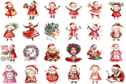 Cute Christmas Santa Claus Clipart Bundle 38 PNG Designs