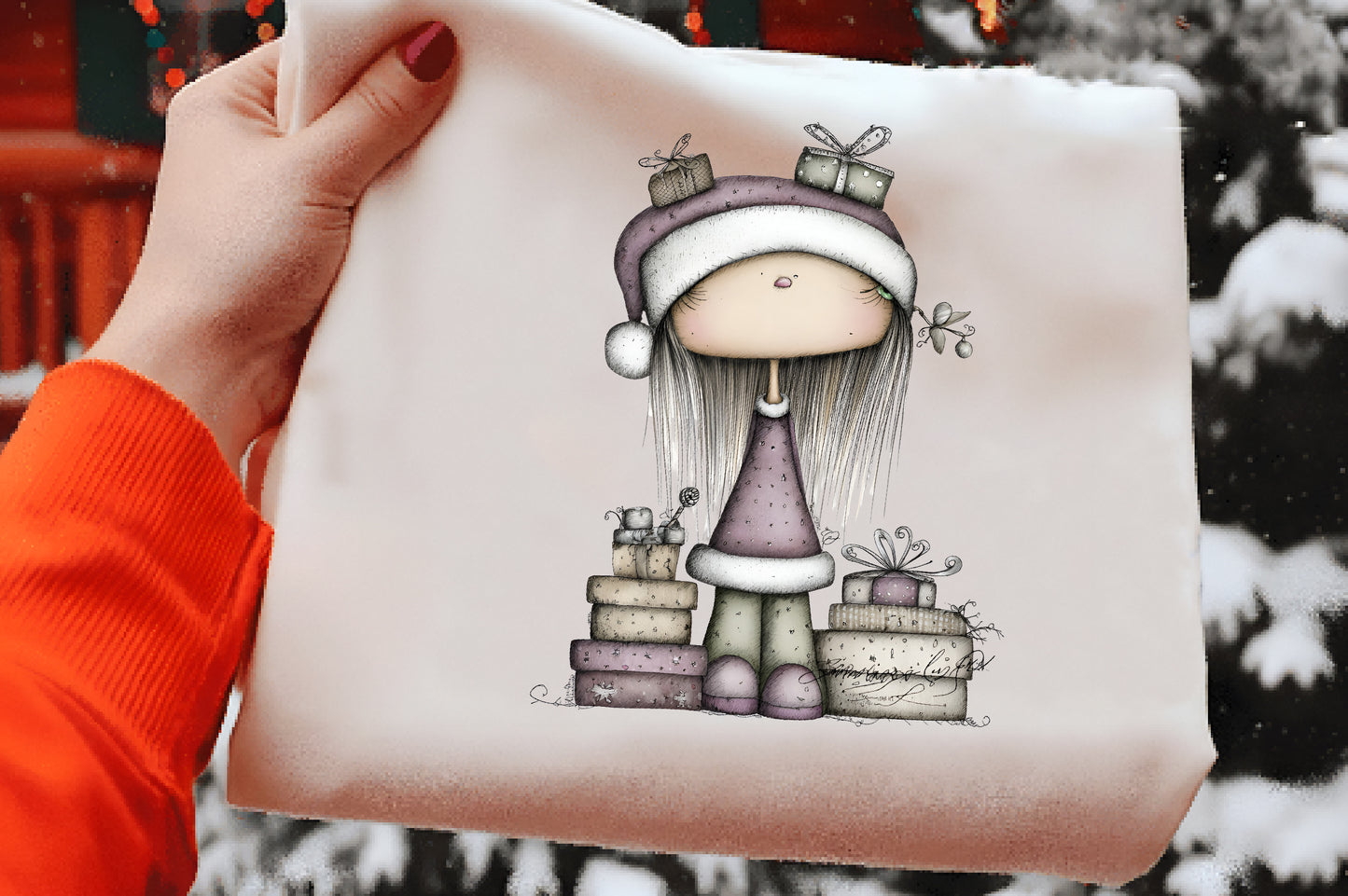 Sweet Cute Christmas Mrs Santa Claus PNG