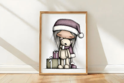 Sweet Cute Christmas Mrs Santa Claus PNG