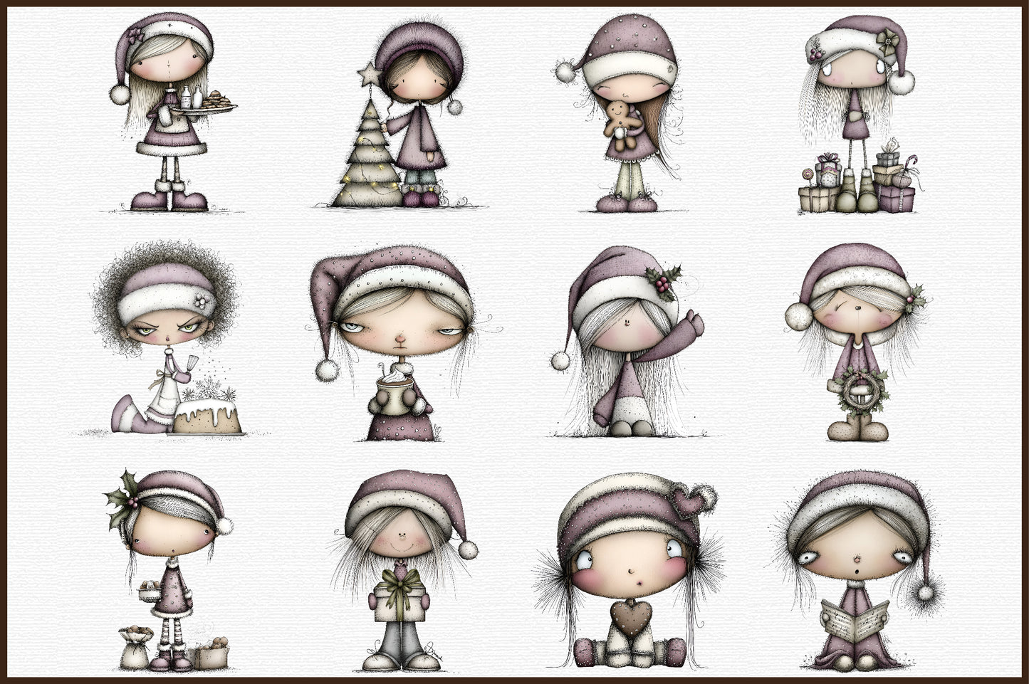 Sweet Cute Christmas Mrs Santa Claus PNG Bundle