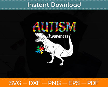 T-Rex Autism Awareness Cute Dinosaur Svg Digital Cutting File