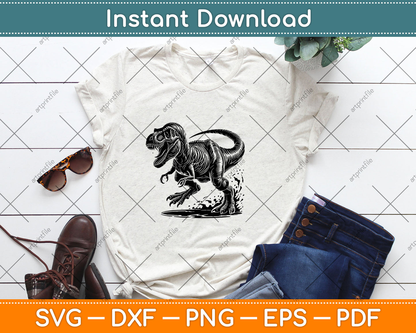 T-Rex Dinosaur Svg Png Dxf Digital Cutting File