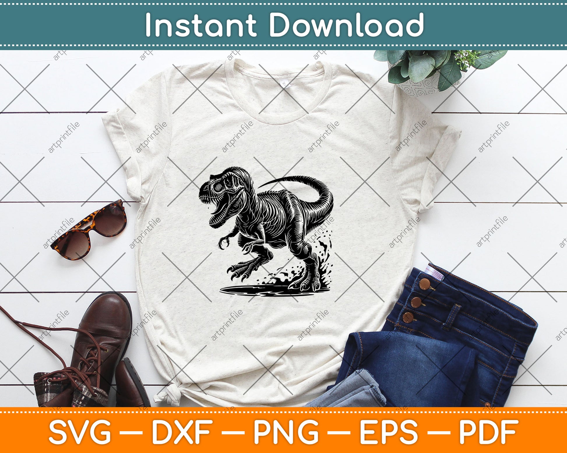T-Rex Dinosaur Svg Png Dxf Digital Cutting File