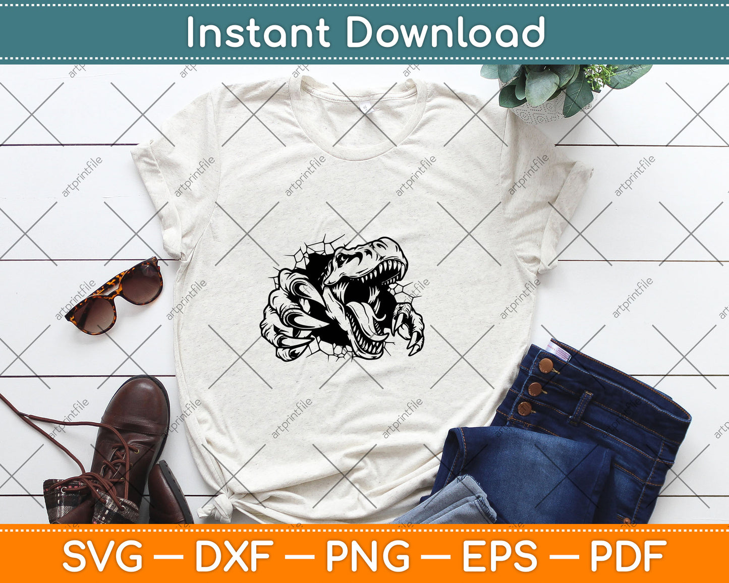 T-Rex Dinosaur Svg Digital Cutting File