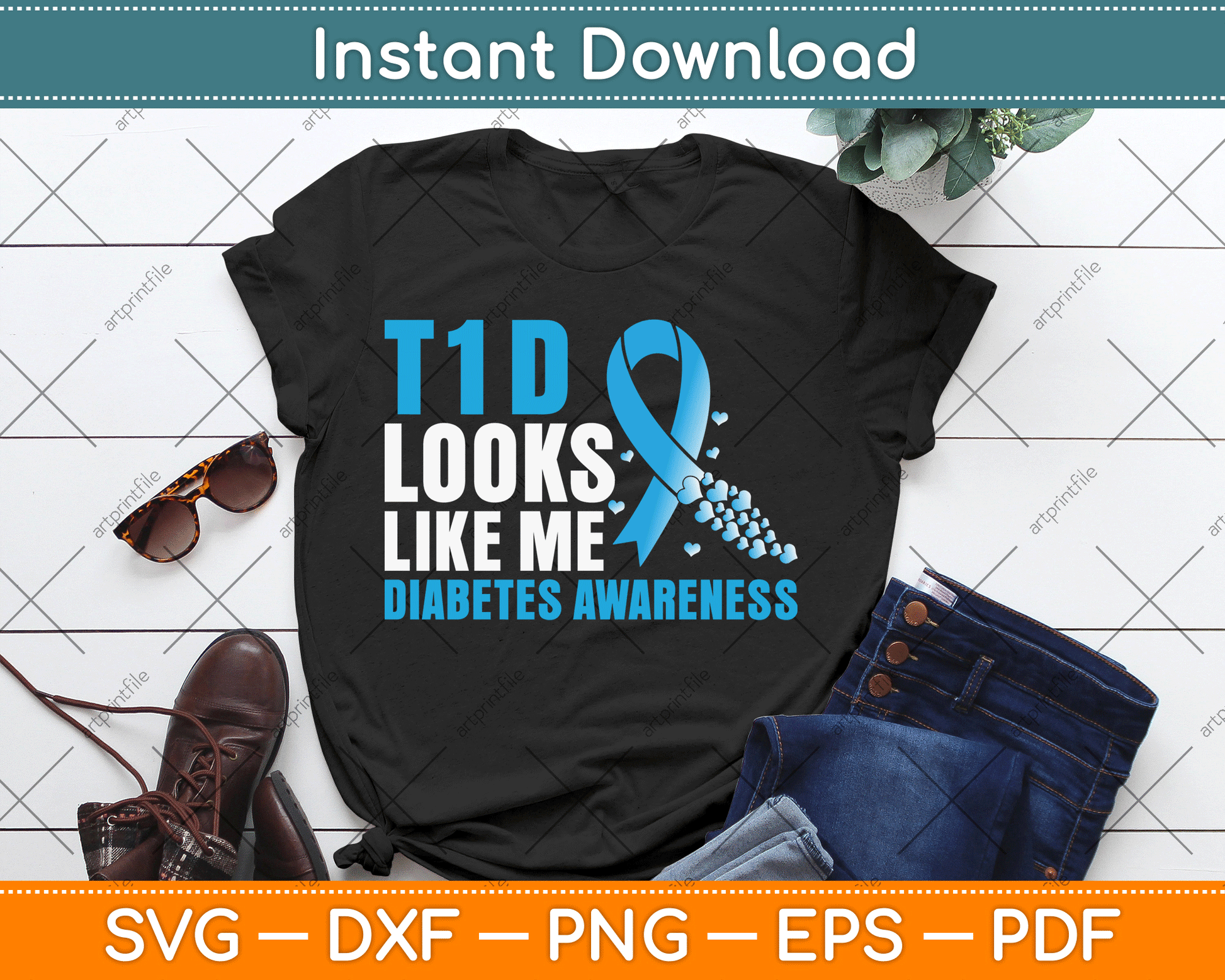 T1D Looks Like Me Diabetes Awareness SVG Digital Cutting File
