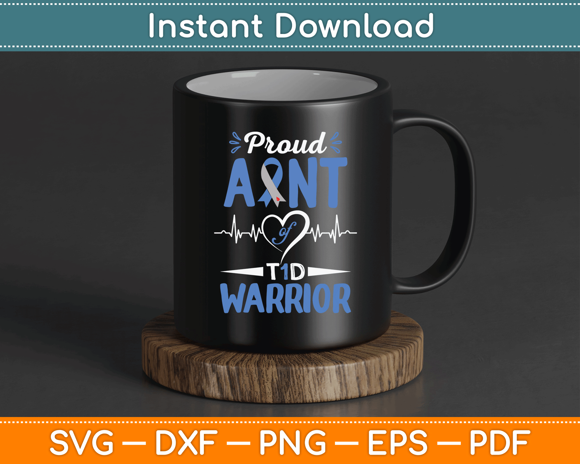 T1D Proud Aunt Diabetes Awareness Type 1 Insulin Pancreas SVG Digital Cutting File