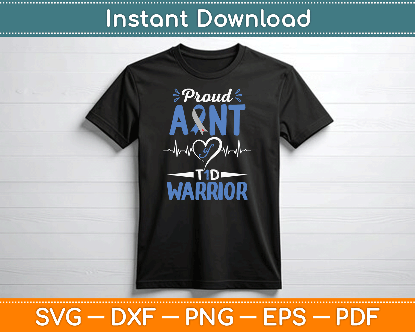 T1D Proud Aunt Diabetes Awareness Type 1 Insulin Pancreas SVG Digital Cutting File