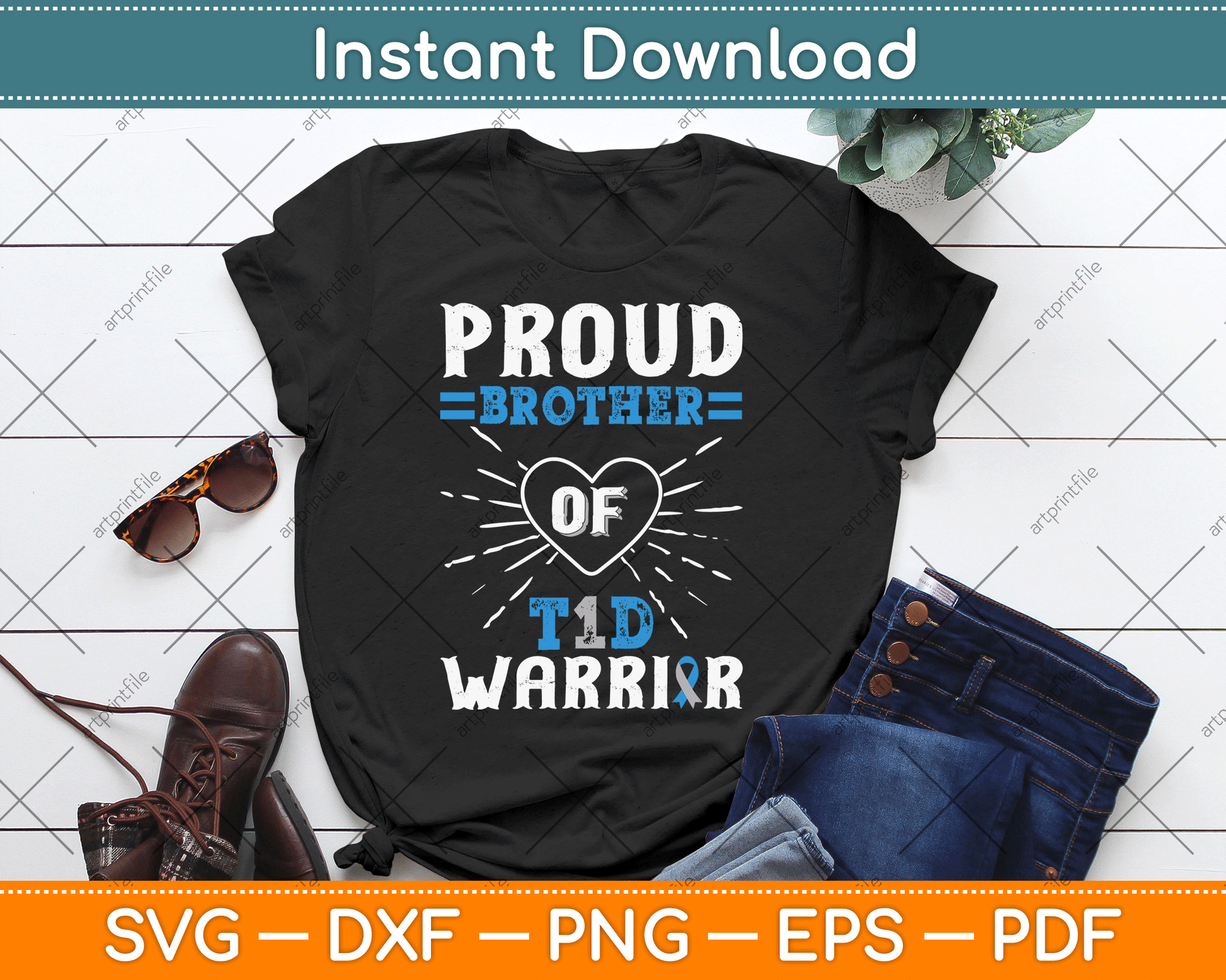 T1D Proud Brother Diabetes Awareness Type 1 Insulin Pancreas SVG Digital Cutting File