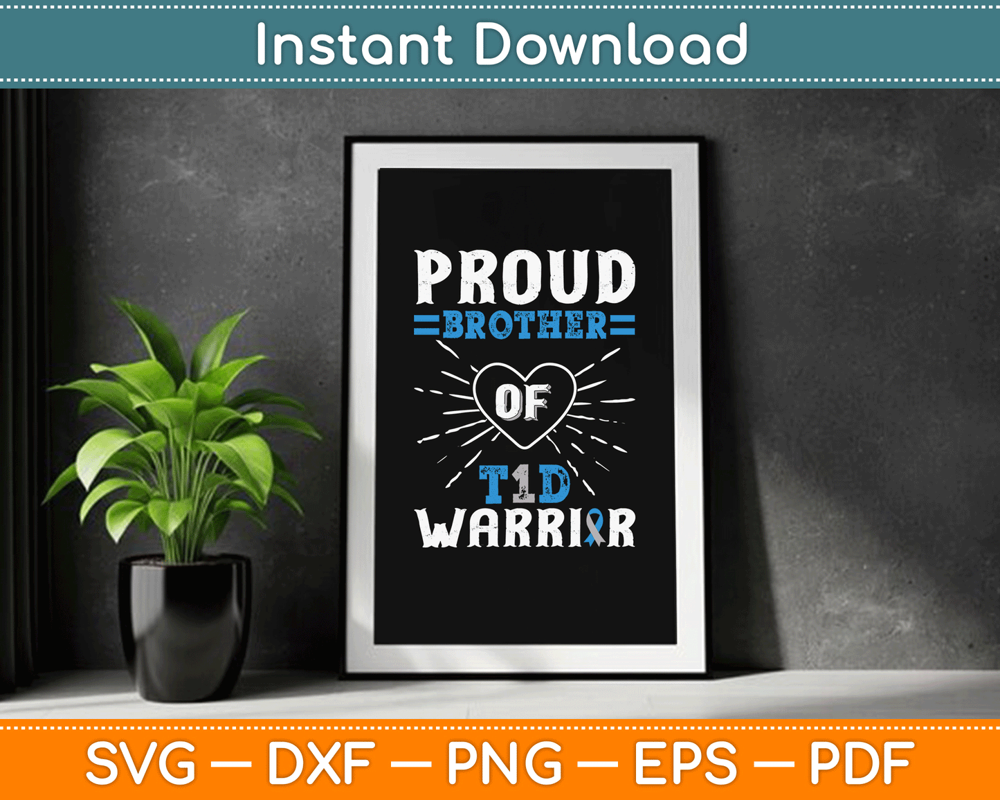 T1D Proud Brother Diabetes Awareness Type 1 Insulin Pancreas SVG Digital Cutting File