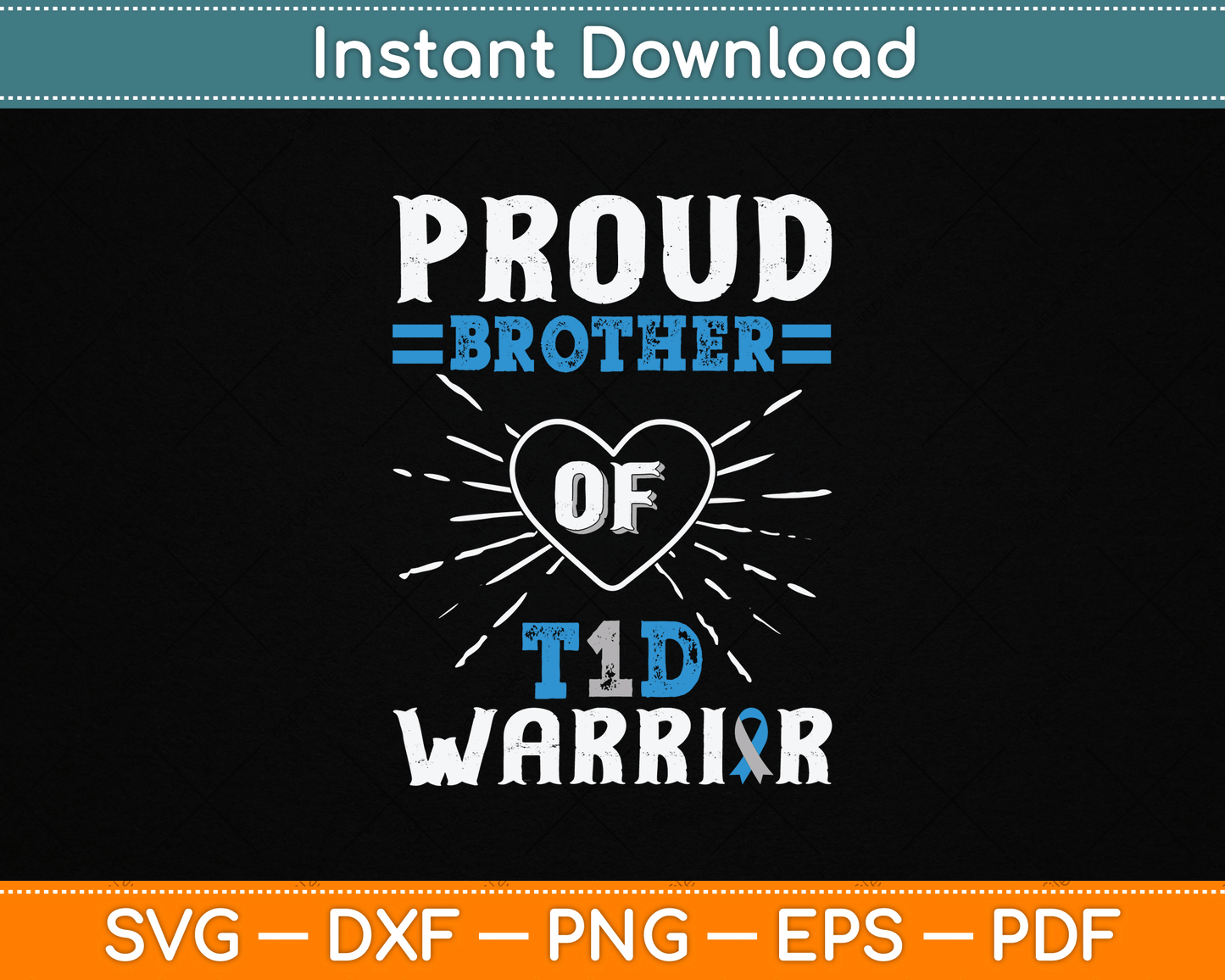 T1D Proud Brother Diabetes Awareness Type 1 Insulin Pancreas SVG Digital Cutting File
