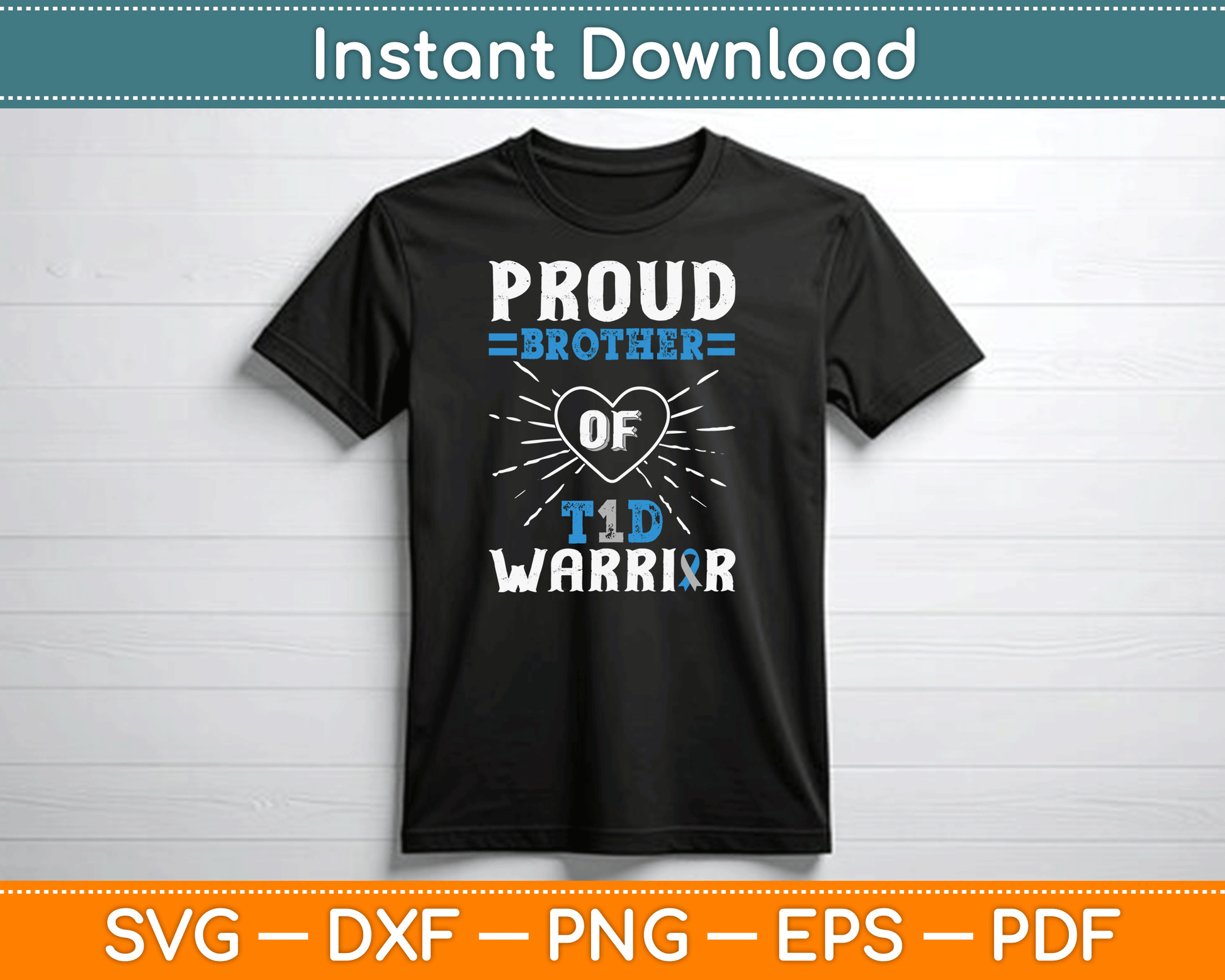 T1D Proud Brother Diabetes Awareness Type 1 Insulin Pancreas SVG Digital Cutting File