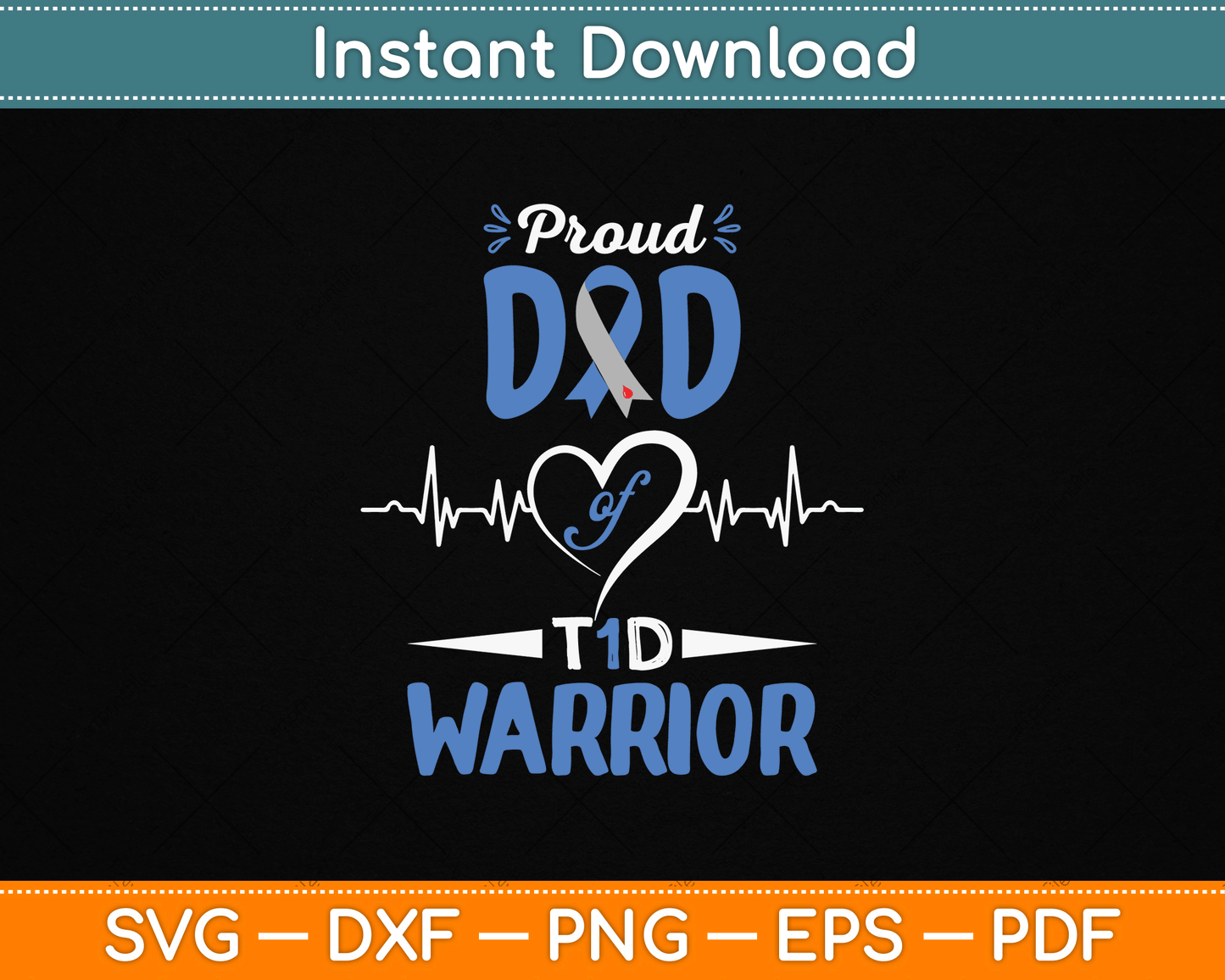 T1D Proud Dad Diabetes Awareness Type 1 Insulin Pancreas SVG Digital Cutting File